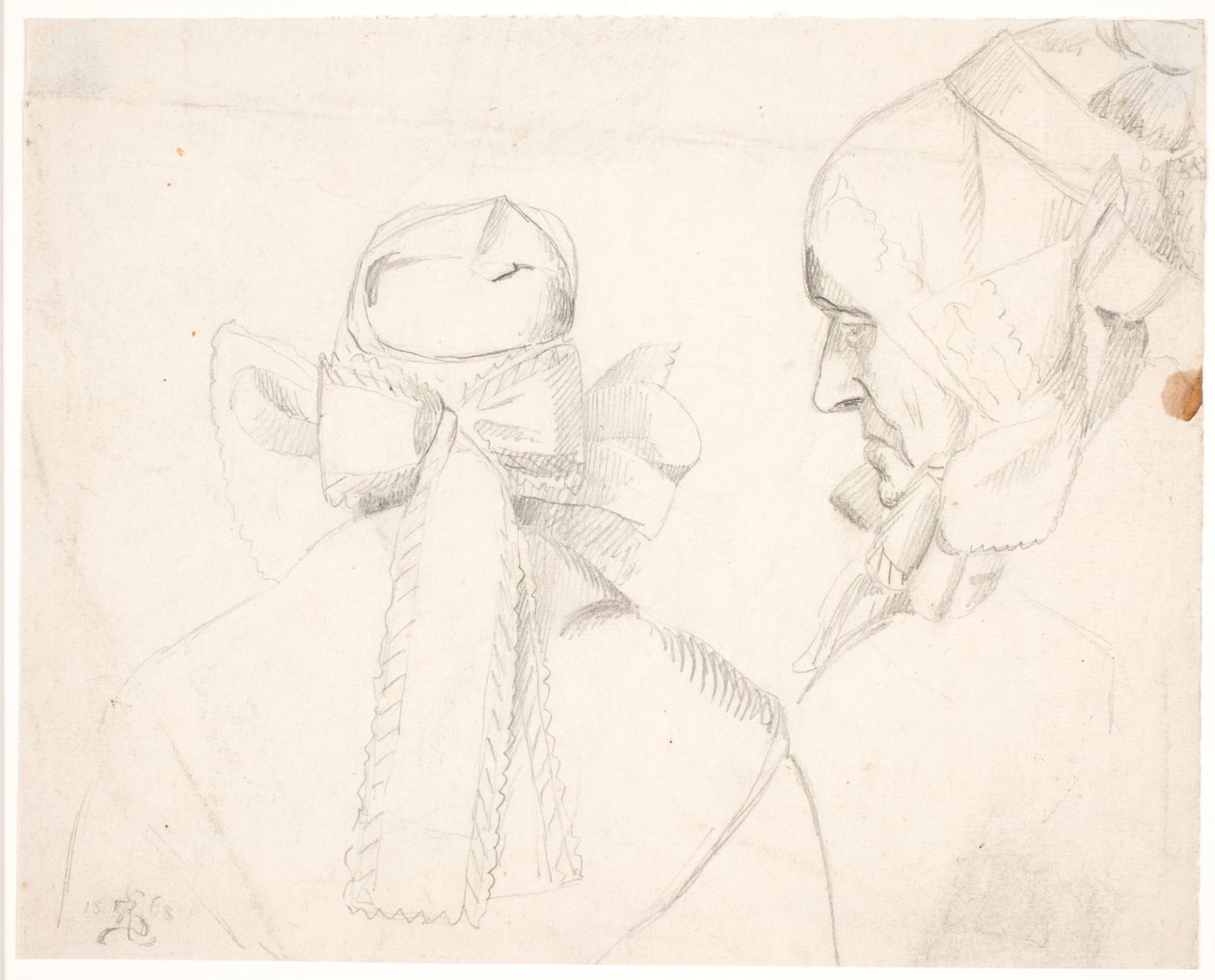 Woman with Bornholm Headgear. Profile Left and from the Back by Kristian Zahrtmann