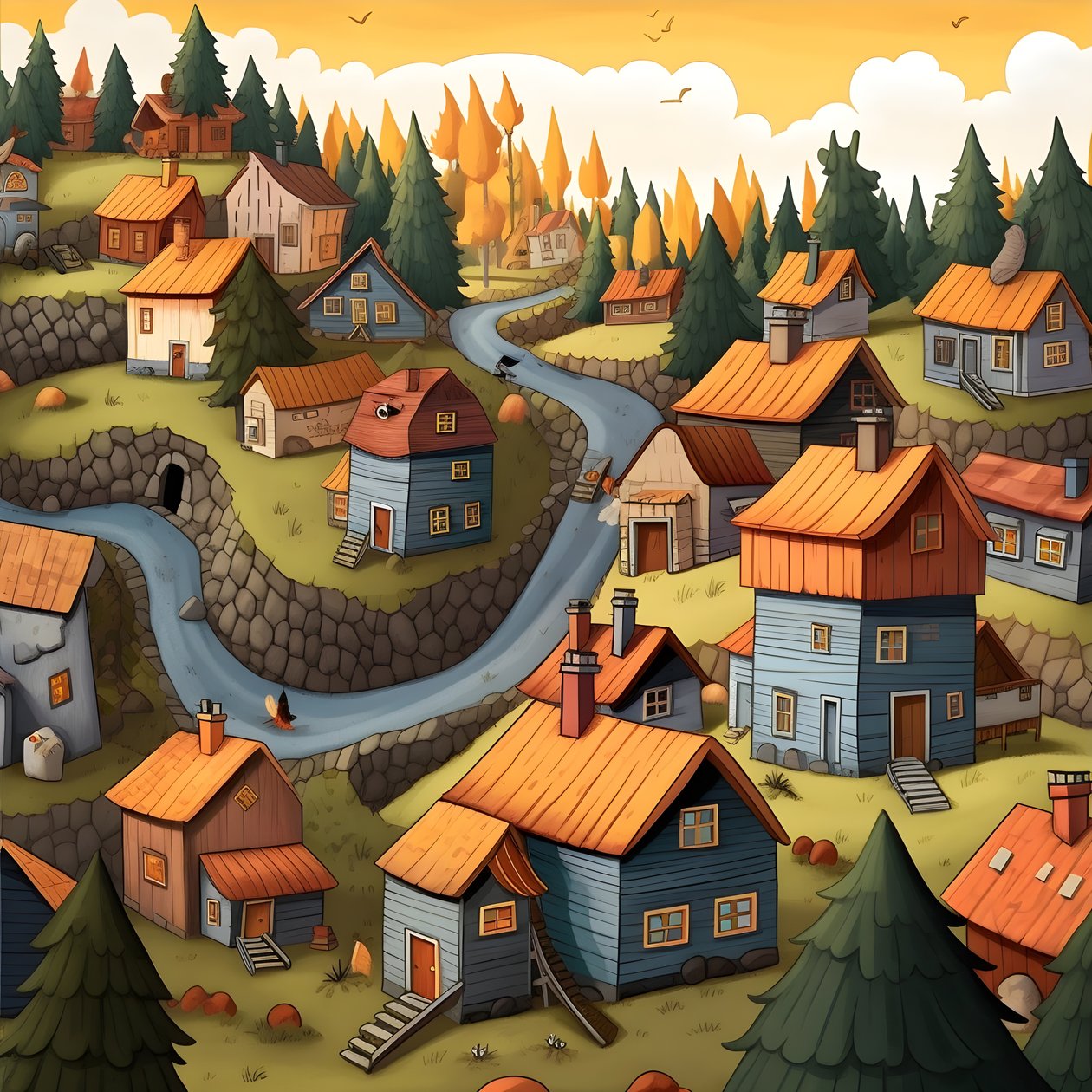 Image of Houses in Cartoon Style 3 by Kurt Heppke
