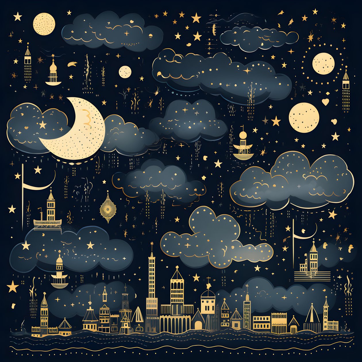 A Collection of Isolated Fantasy Illustrations of Sky Elements 2 by Kurt Heppke