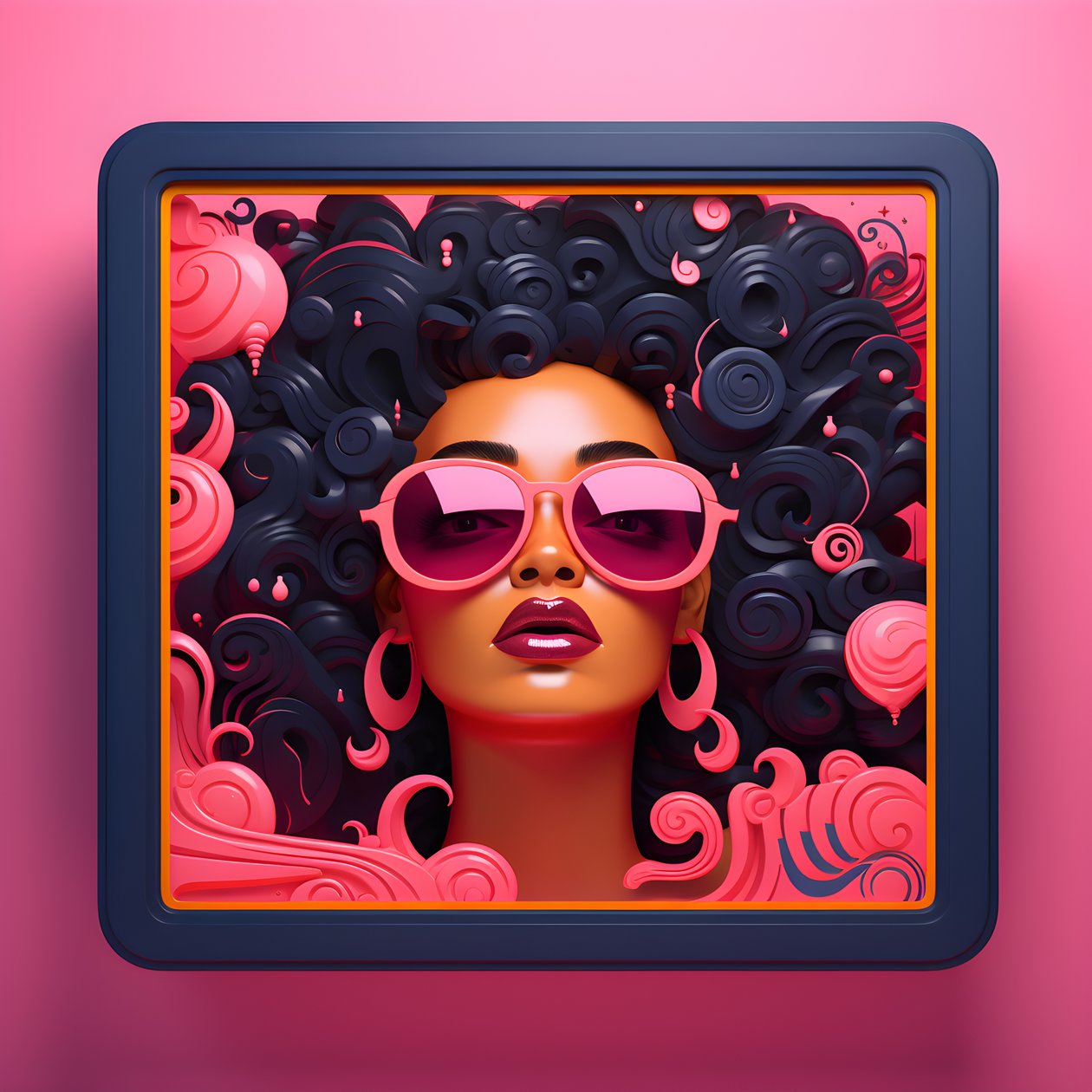 Artwork of a Black Woman in a Pink Wooden Frame Proclaiming She Is Strong 3 by Kurt Heppke