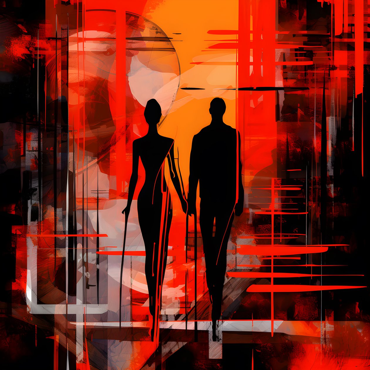 Man in Red, Woman in Orange and Black 2 by Kurt Heppke