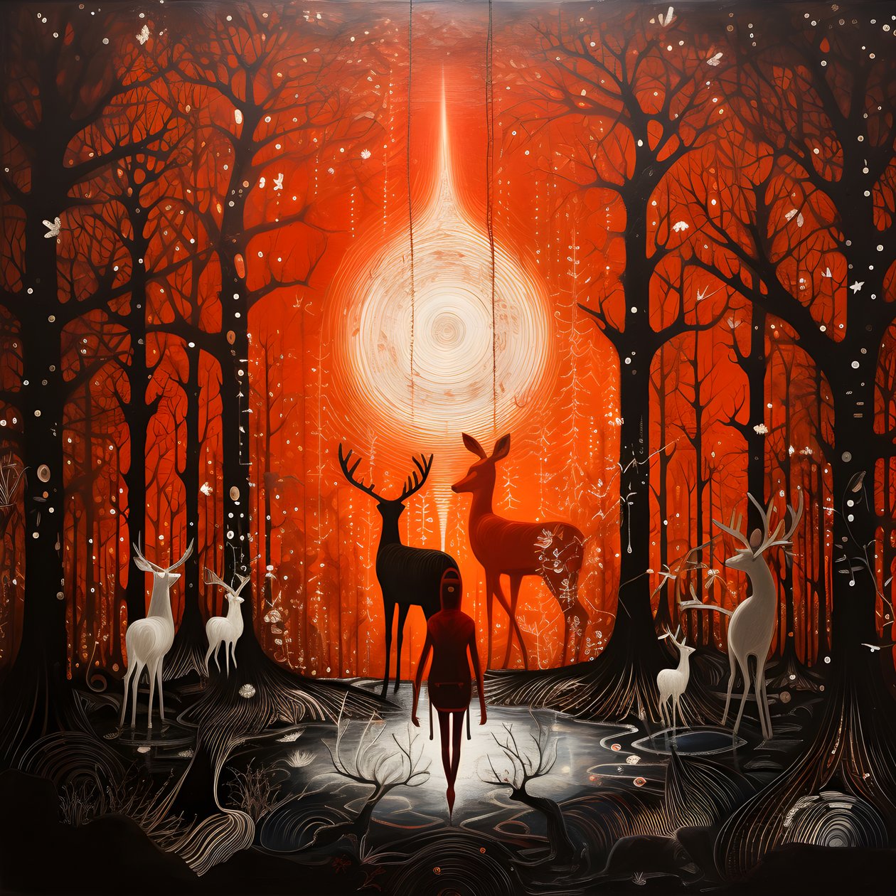 People Negotiating with a Magical Deer-God Moon 4 by Kurt Heppke