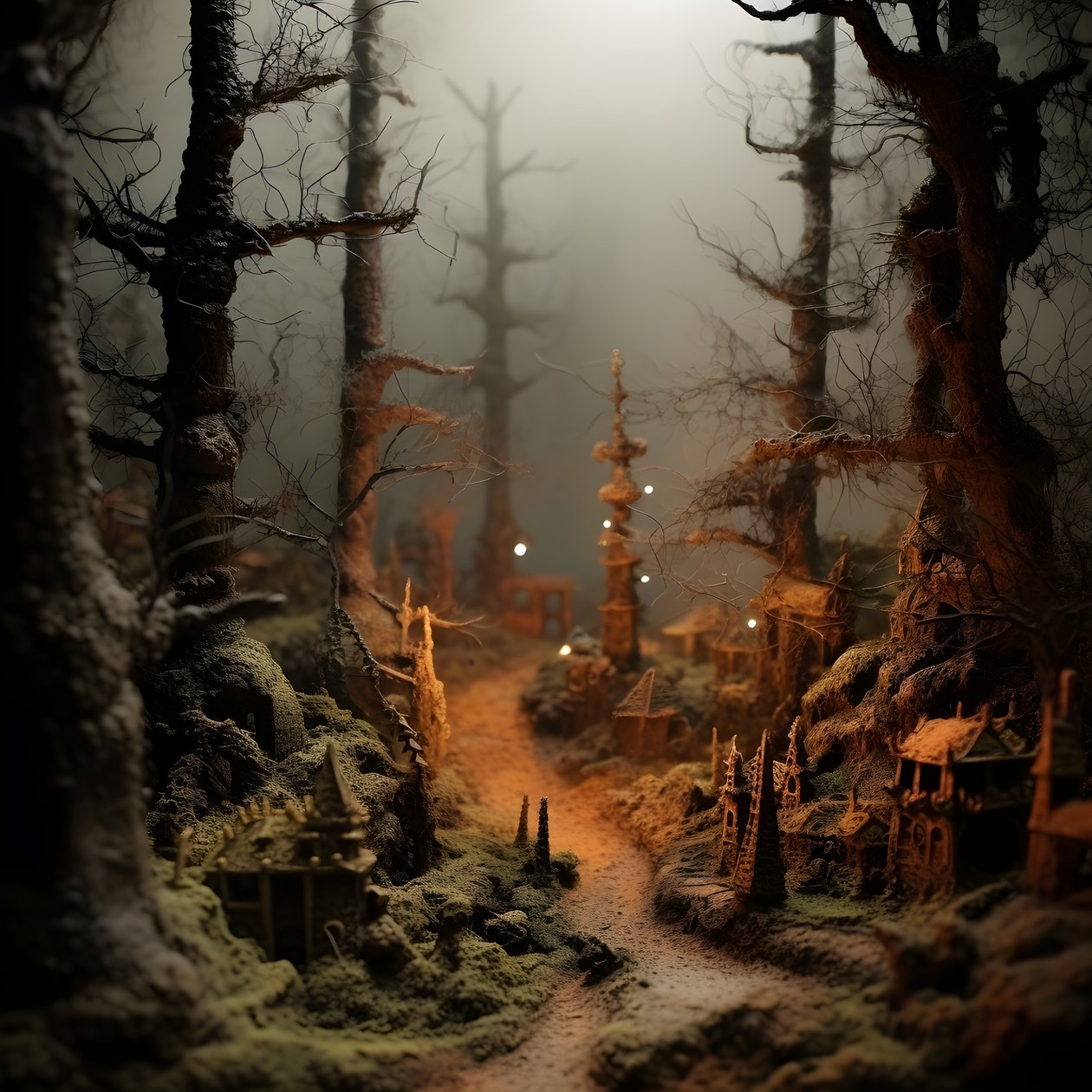 Miniature Tilt-Shift Halloween Forest with Foggy Trees and a Spooky Atmosphere 4 by Kurt Heppke
