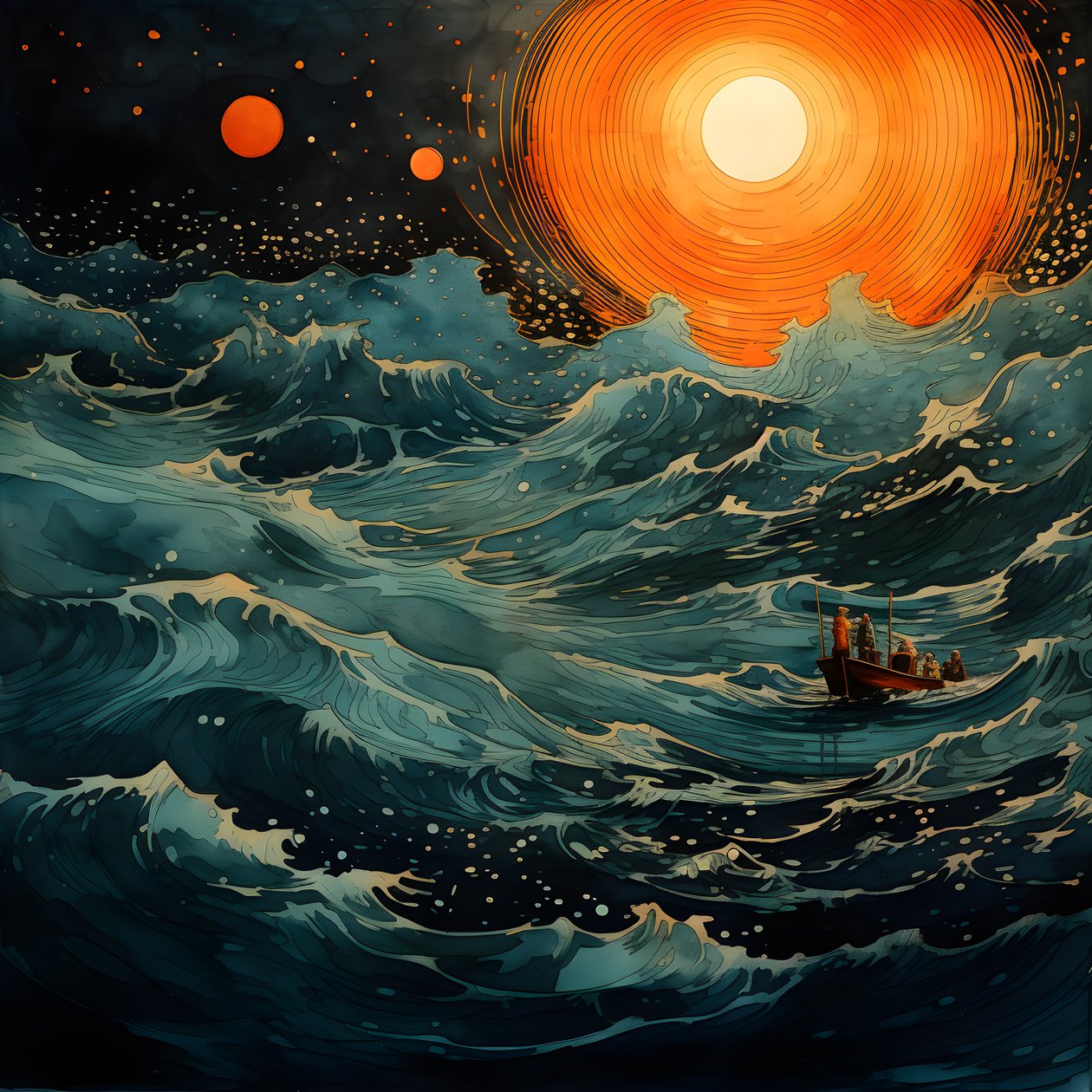 Two Boats Glided Silently Through Ink-Black Water Towards the Swirling Charybdis, the Full Moon Was the Only Light in the Empty World of the North Sea. 3 by Kurt Heppke