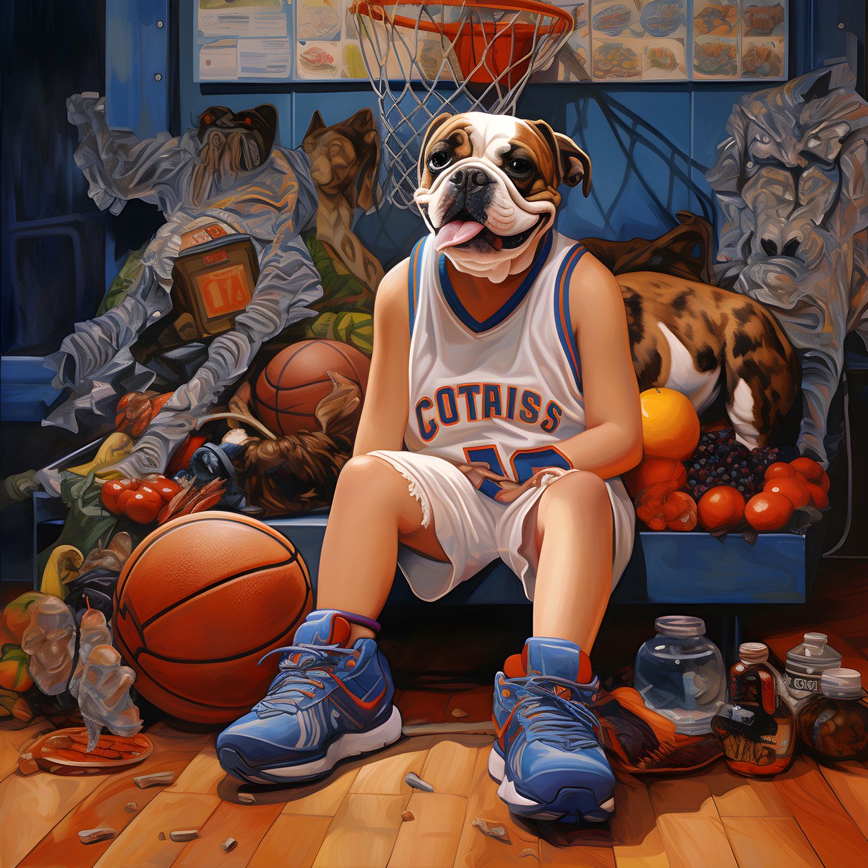 A 10-Year-Old Girl Sitting Waiting with Her Dog on the Ground Holding a Folder with the Picture 1 by Kurt Heppke