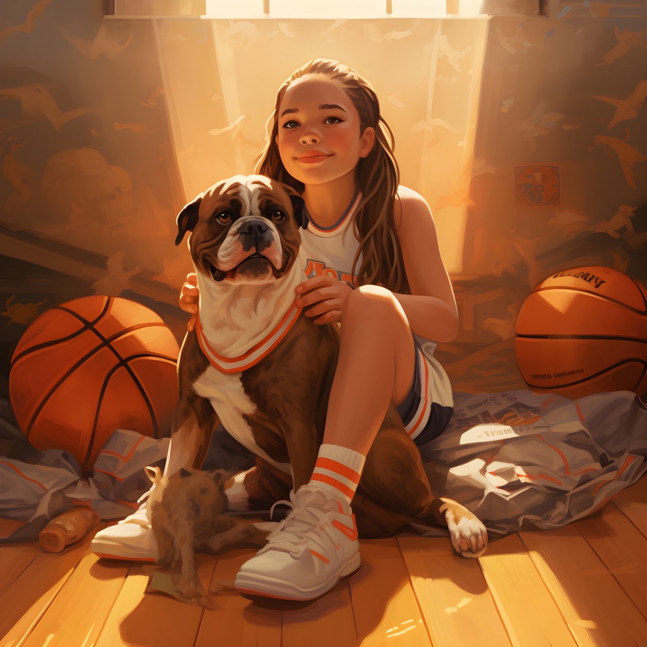 A 10-Year-Old Girl Sitting Waiting with Her Dog on the Ground Holding a Folder with the Picture 4 by Kurt Heppke