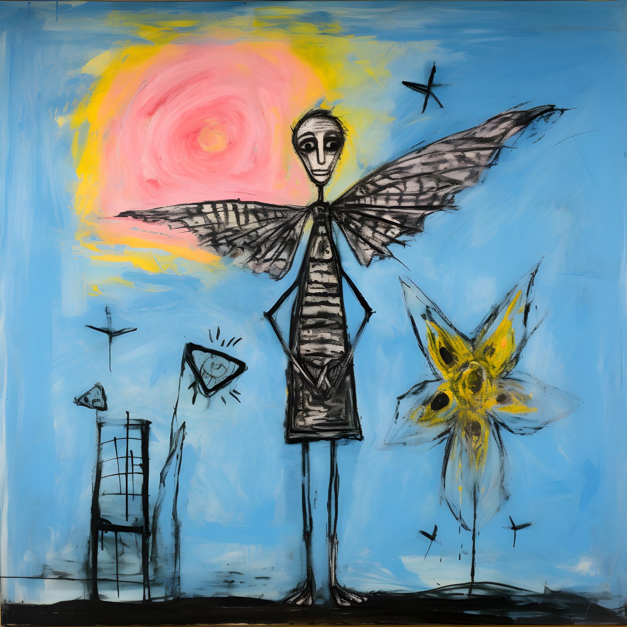 An Original Watercolor of an Angel Holding a Butterfly 4 by Kurt Heppke
