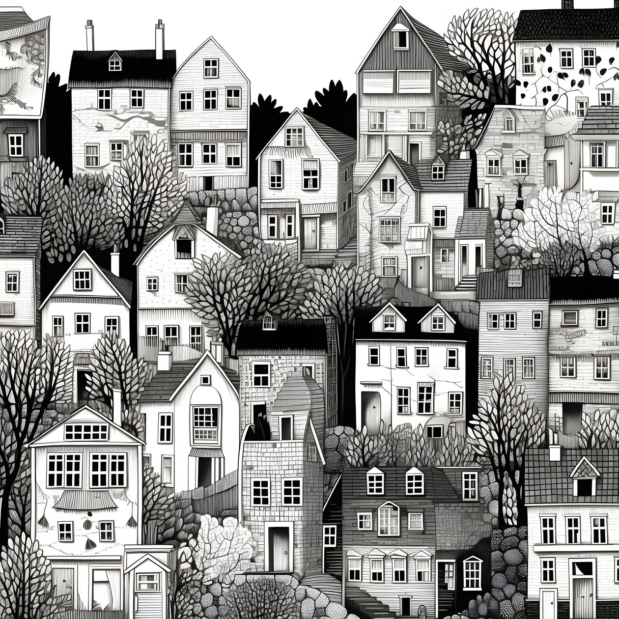 A Black and White Picture of Houses 2 by Kurt Heppke