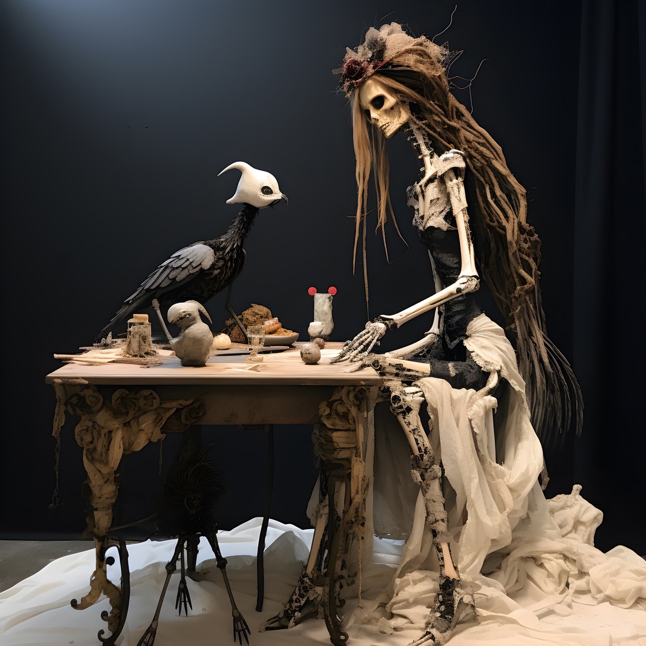 A Large Doll on a Table with a Skeleton on It 3 by Kurt Heppke
