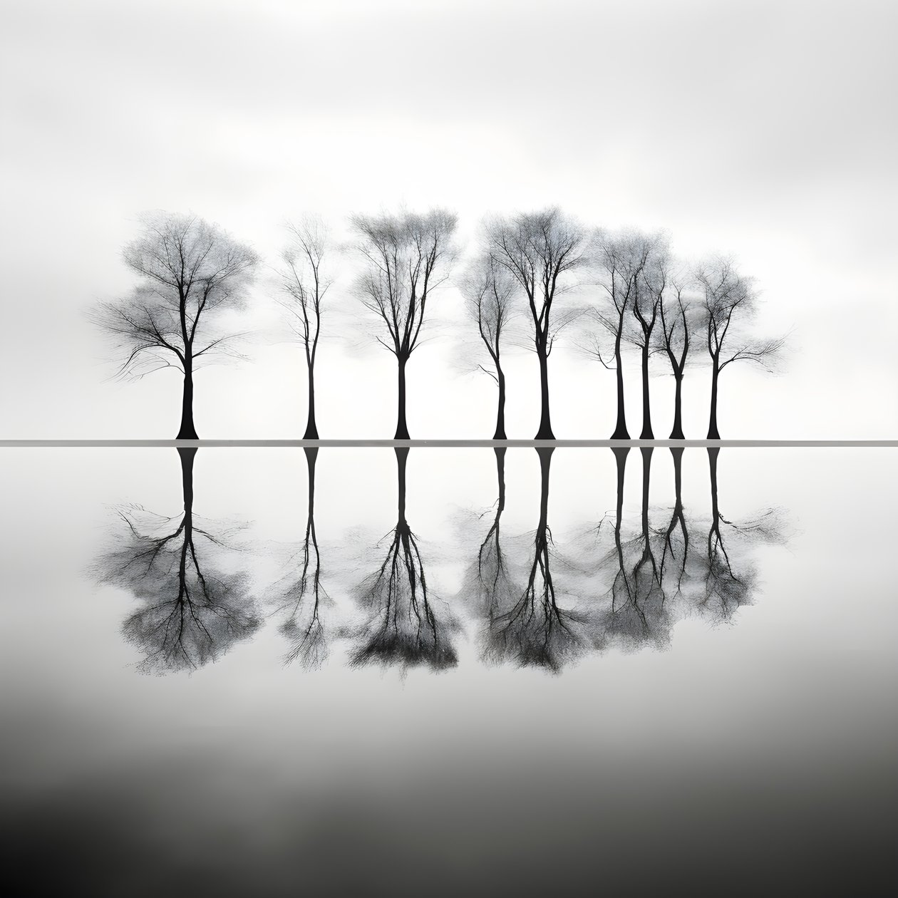 Black and White Photos of Trees on the Water 4 by Kurt Heppke