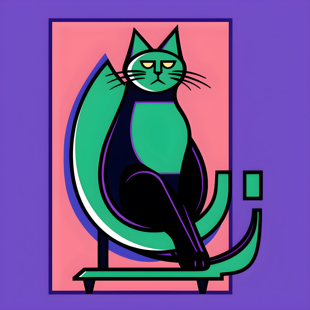 To Create a Striking Contrast, Silver Cat Sits in the Style of Modernist Clear Lines 1 by Kurt Heppke