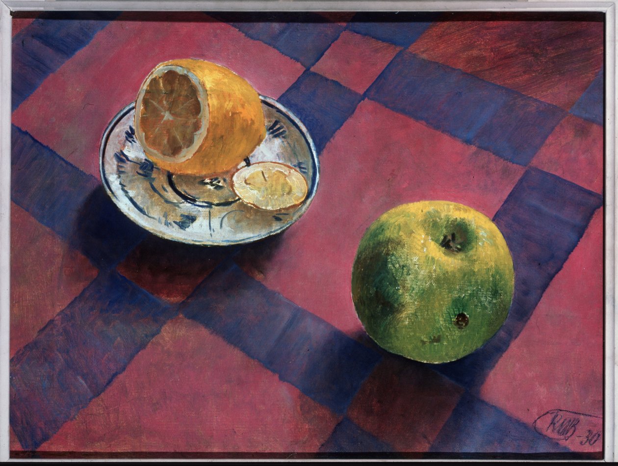 Apple and Lemon by Kuzma Sergeevich Petrov Vodkin
