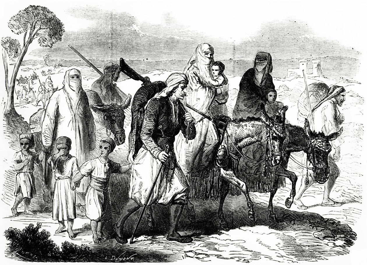 Christians from Damascus Emigrating to Beirut, Illustration from Le Monde Illustré, 24 November, 1860 by L. Dumont