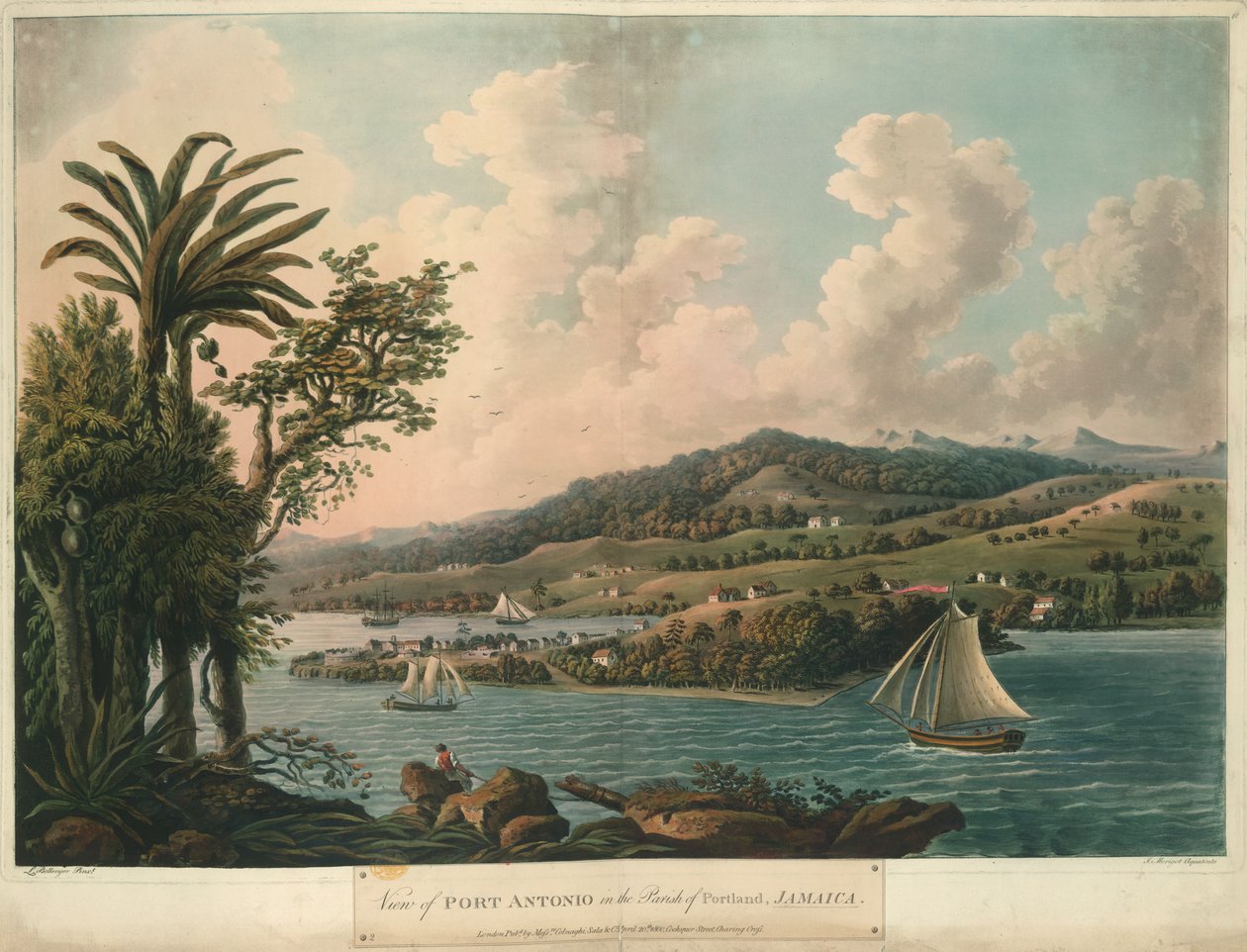 Port Antonio, from Six Views in the Island of Jamaica, lithograph by I. Merigot by L. (after) Bellenger