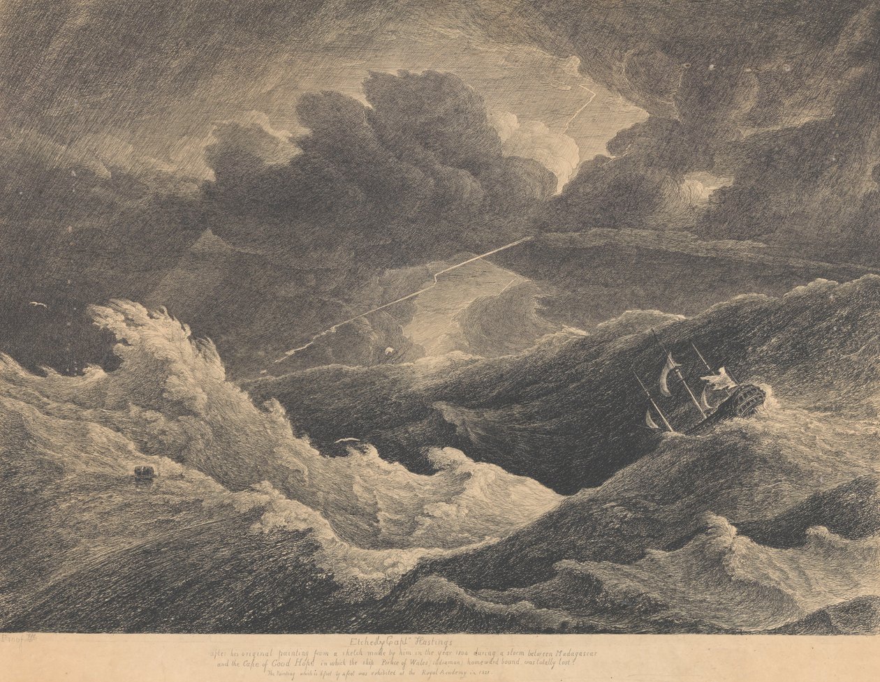 From a Sketch Made in 1804 During a Storm Between Madagascar and the Cape of Good Hope in Which the Indiaman Ship 