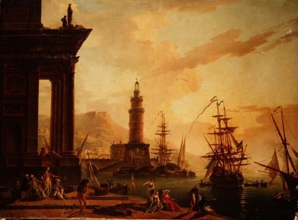 Capriccio of a Mediterranean Harbour with a Dutch Frigate and Other Shipping by La Croix de Marseilles