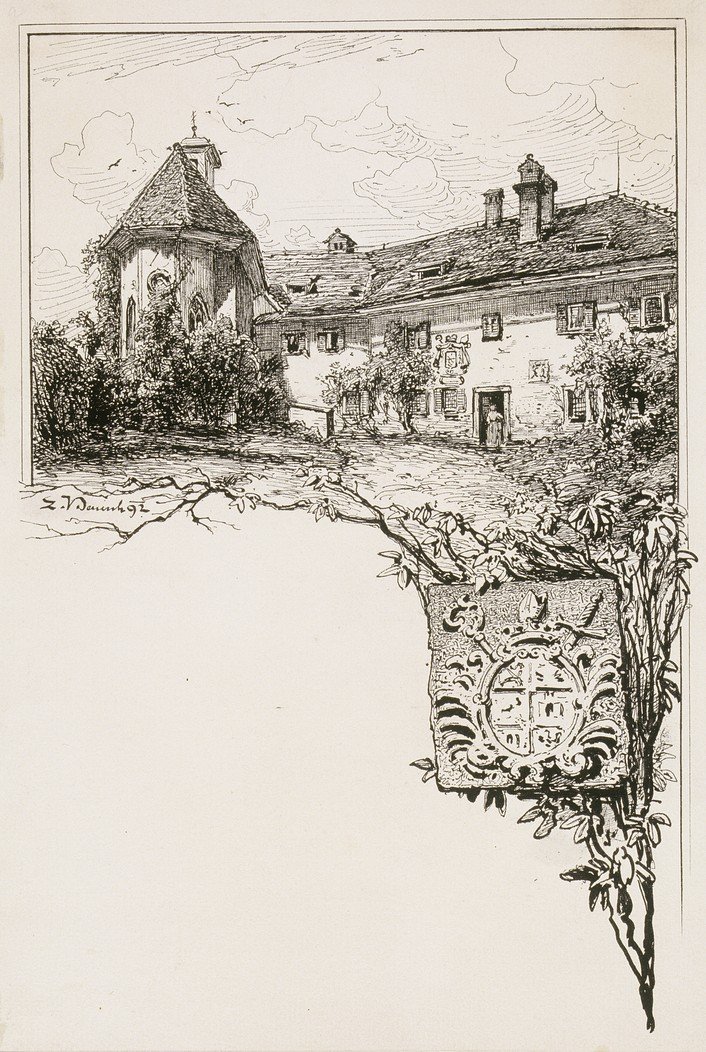 Bled Castle with Episcopal Coat of Arms by Ladislav Benesch