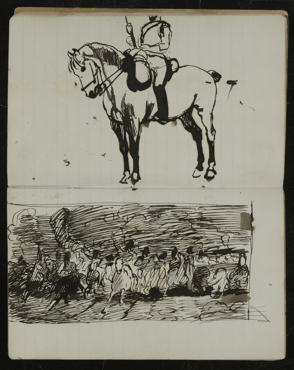 Study of the Battle of Waterloo, a preliminary sketch for the oil painting 
