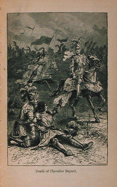 Death of Chevalier Bayard (1476-1524) illustration from Little Arthur