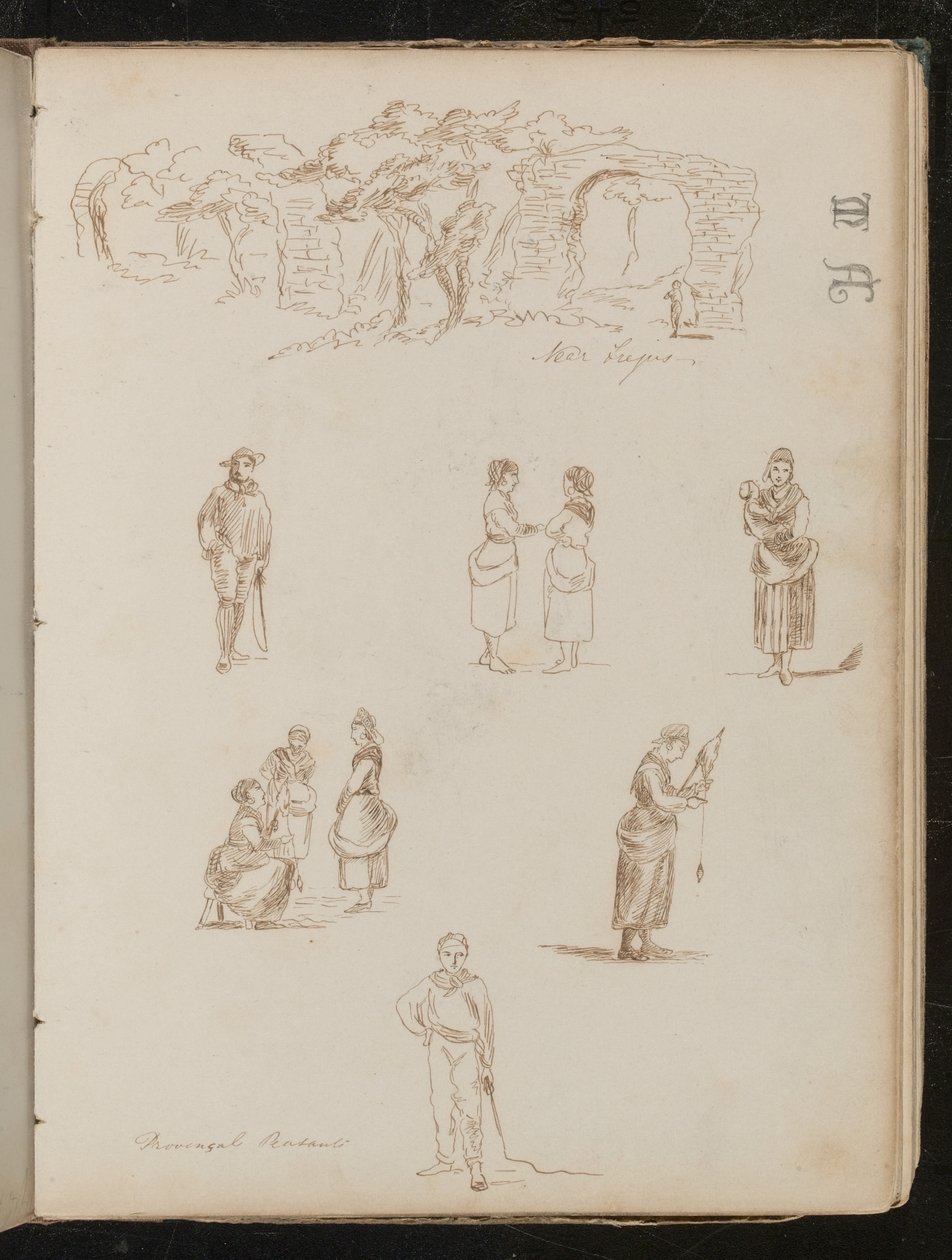 Study of Landscape with Trees and Ruined Arches by Lady Butler