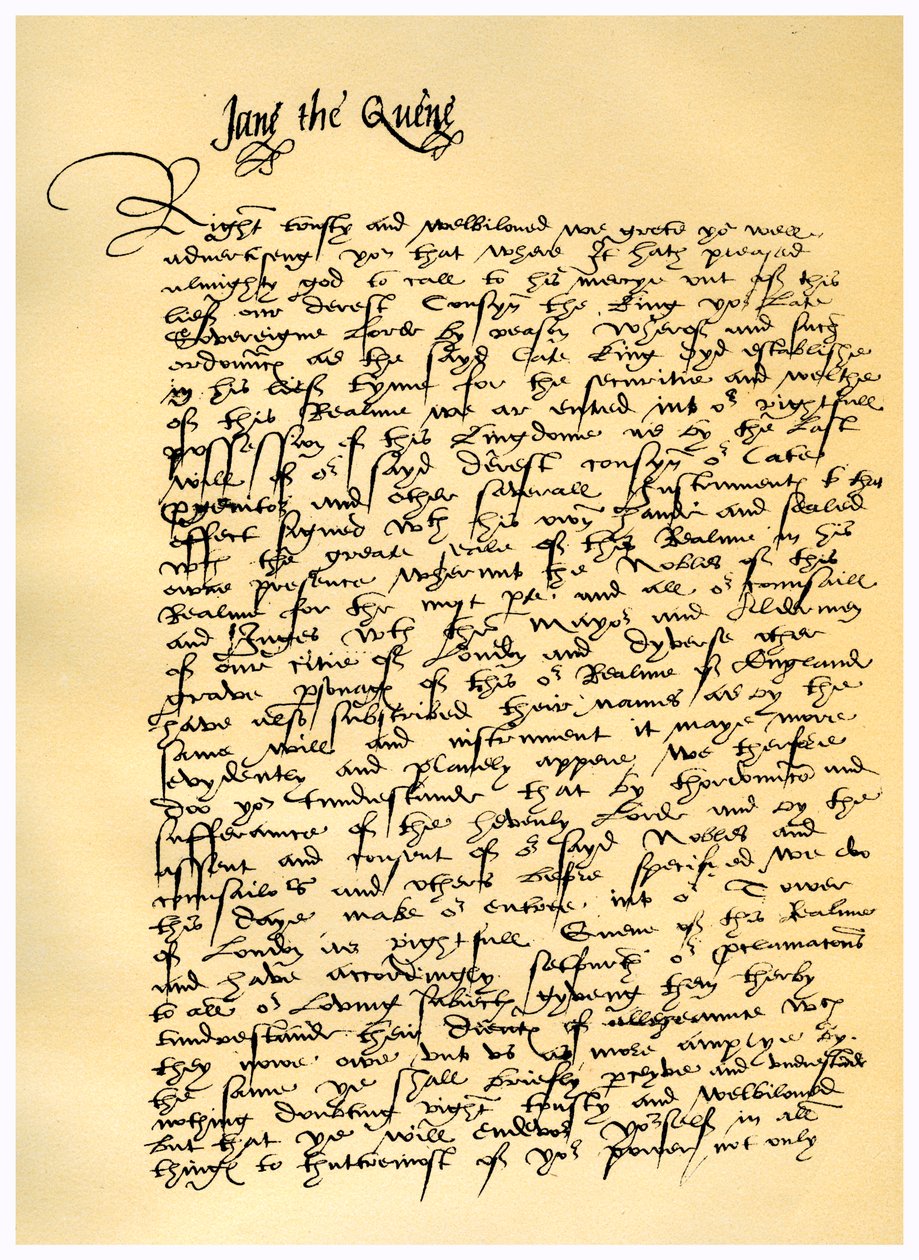 Letter from Lady Jane Grey to William Parr, 10th July 1553 by Lady Jane Grey
