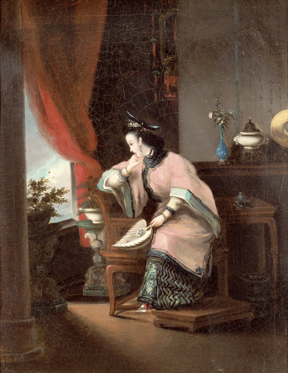 A Chinese Girl Seated Looking Out of the Window by Lam Qua