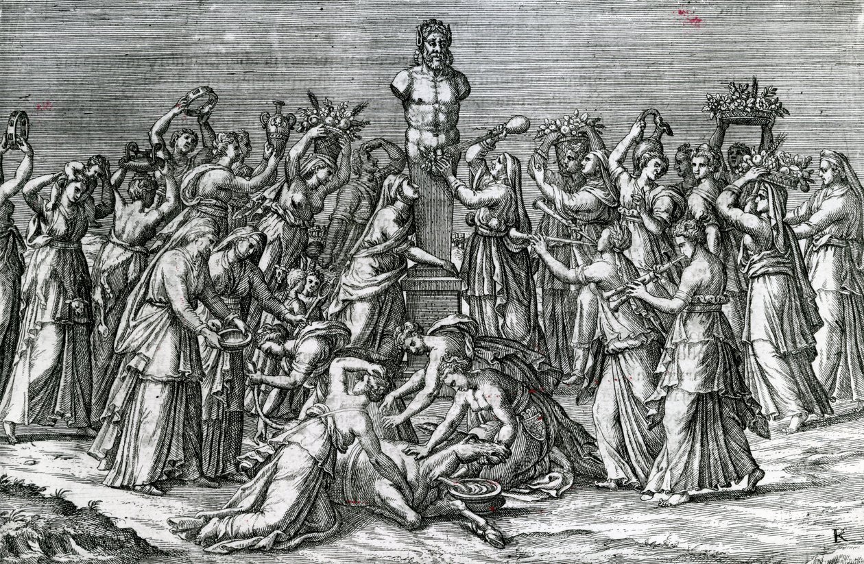 Eight Women Sacrificing to Priapus, 16th Century by Lambert Lombard