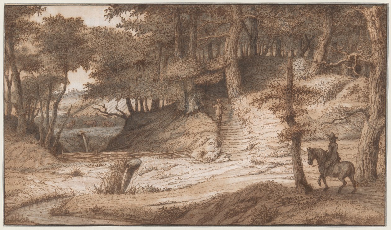 Horseman and Hunter in the Woods of Doorwerth, Near Arnhem by Lambert Doomer