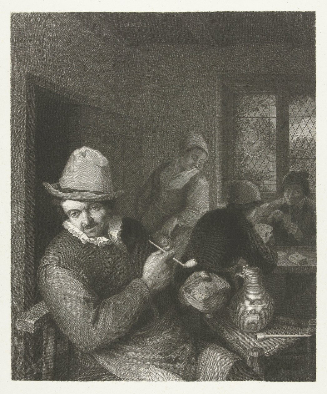 Tavern Scene with Man Filling a Pipe by Lambertus Antonius Claessens