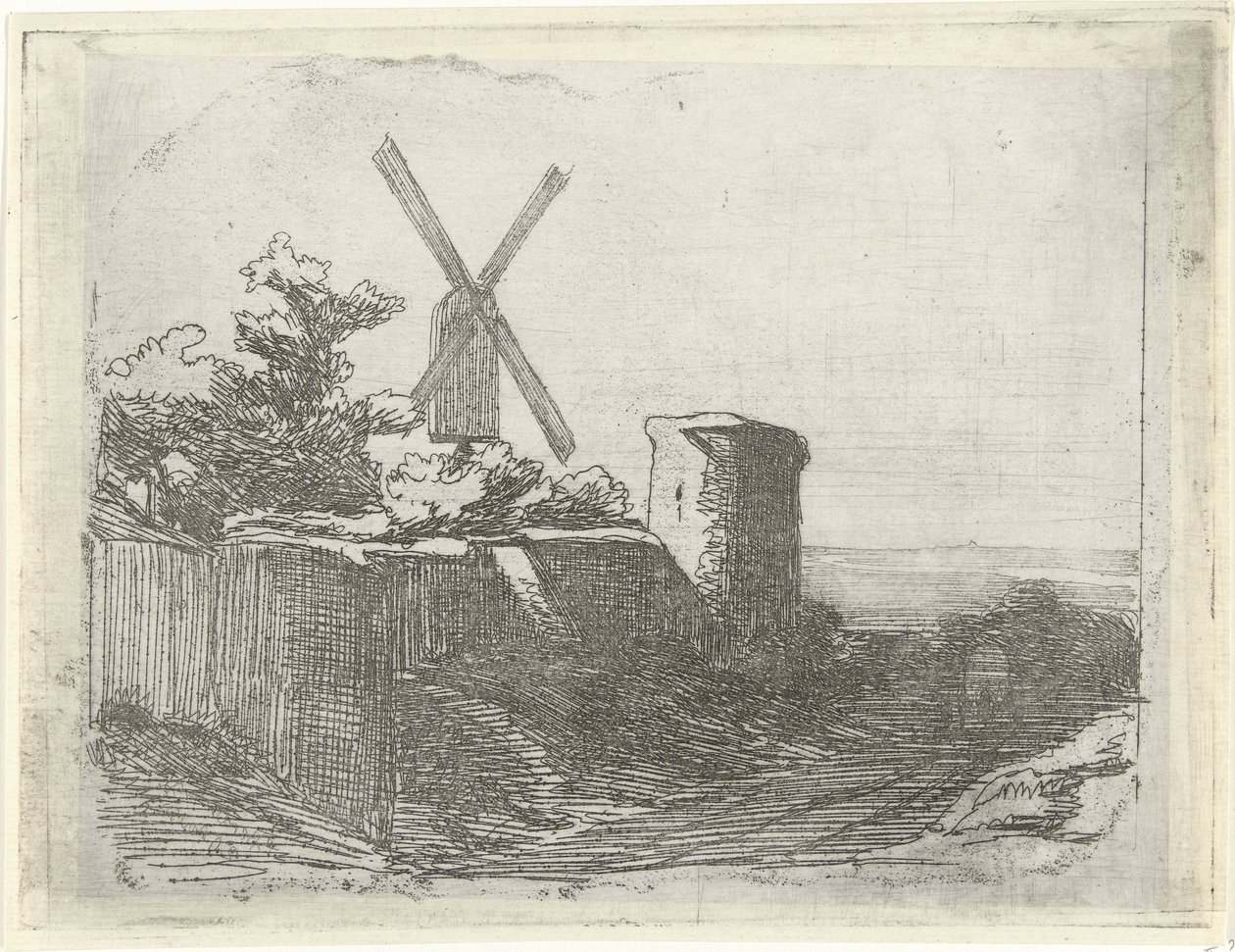 Ruin with Mill by Lambertus  Hardenberg