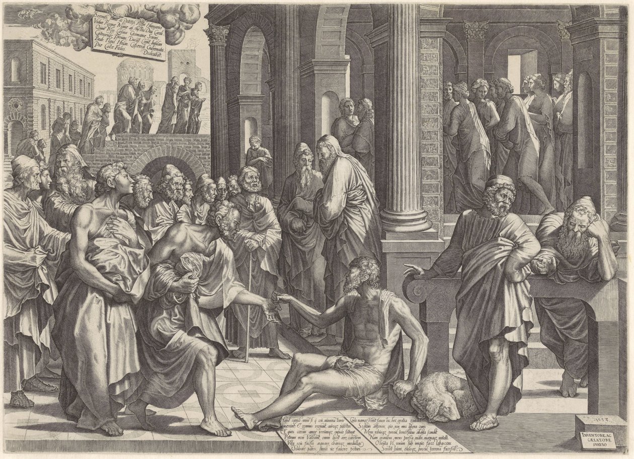 Peter and John Healing the Cripple at the Gate of the Temple by Lambertus Suavius