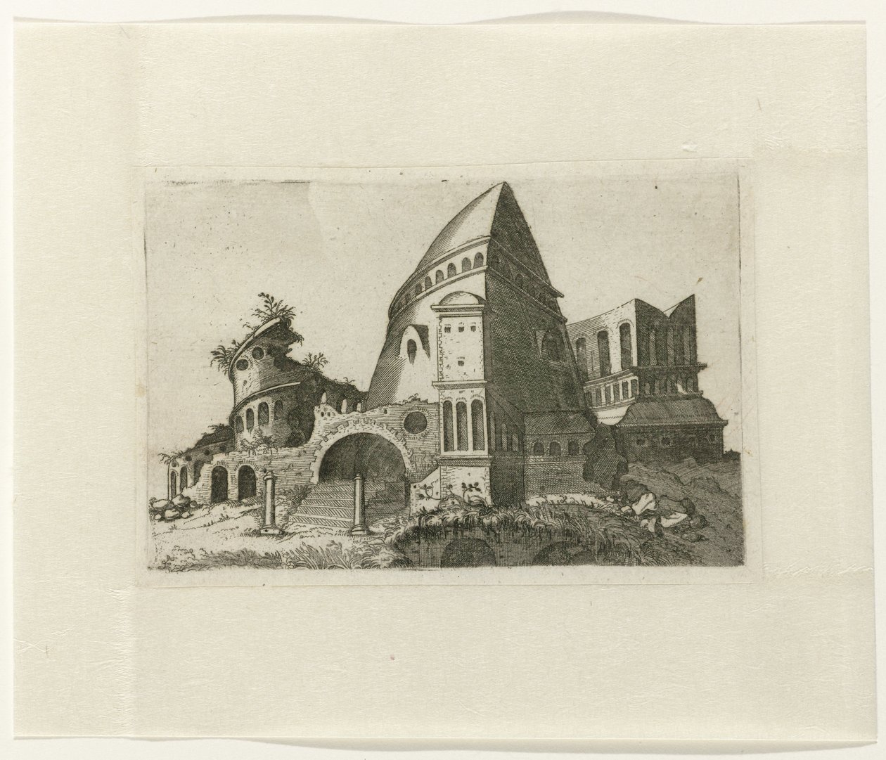 Ruins with Pyramid-shaped Tower by Lambertus Suavius