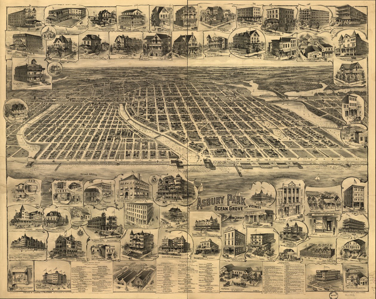 Asbury Park, Ocean Grove and Vicinity, New Jersey 1897 by Landis And Hughes