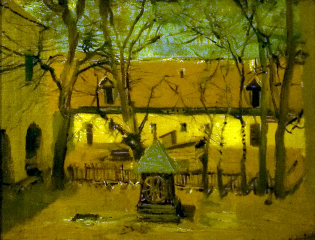 Detail of a Courtyard by Laszlo Mednyanszky