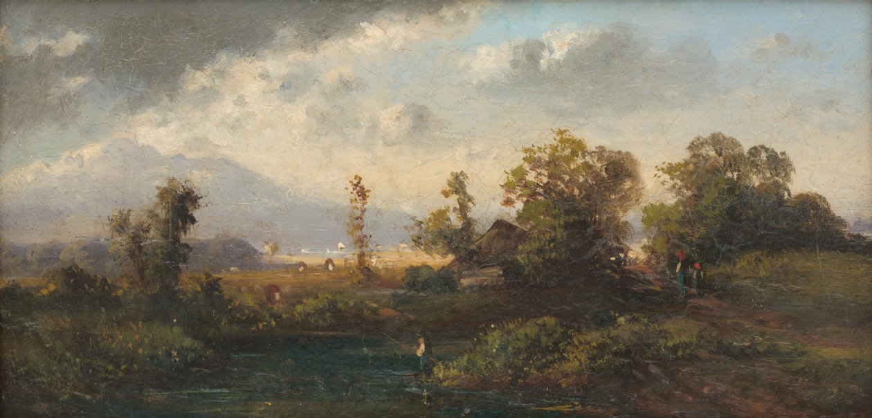 Landscape with Fisherman by Laszlo Mednyanszky