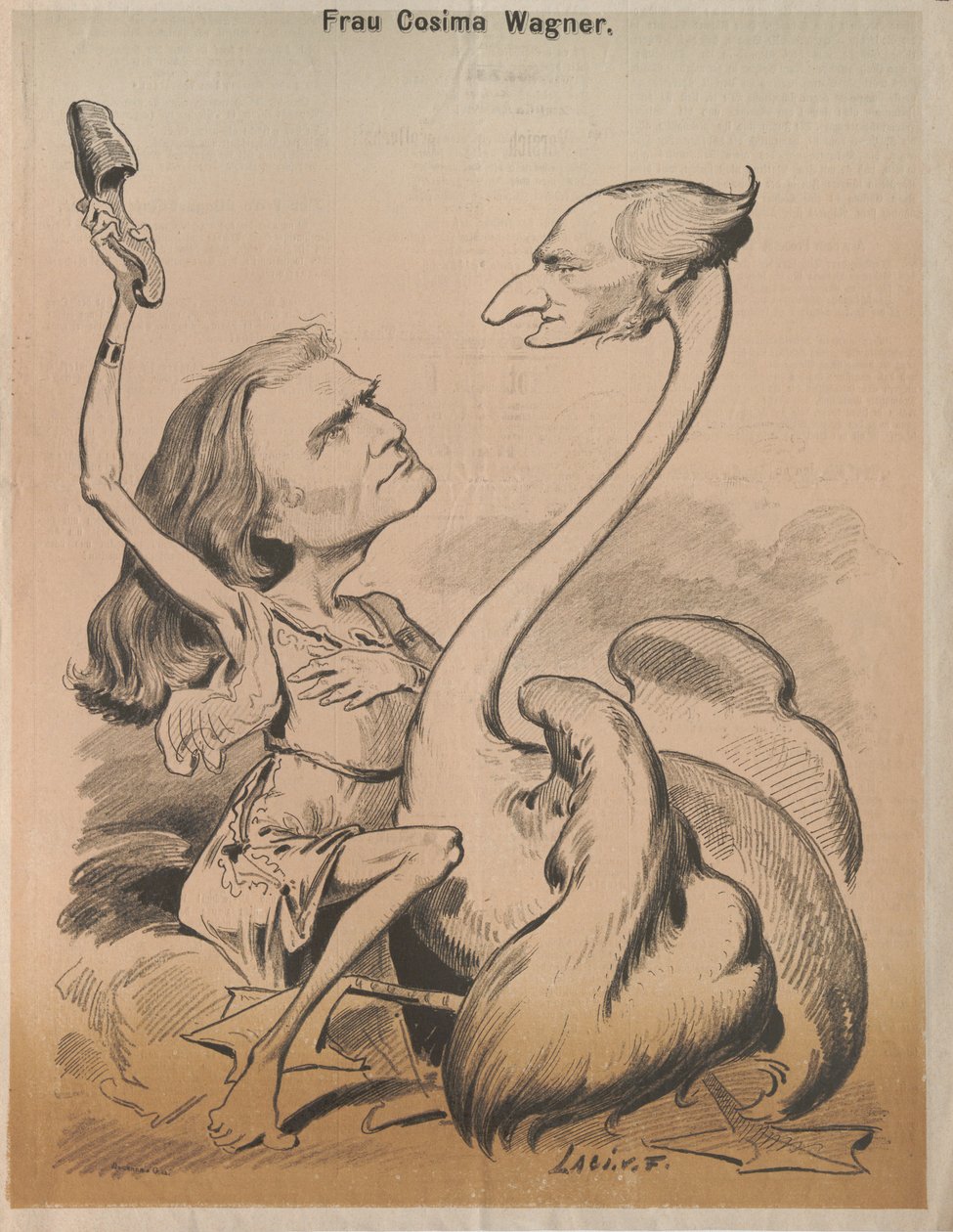 Richard Wagner as Swan and Cosima Wagner as Leda Cover of Die Bombe by Laszlo Frecskay