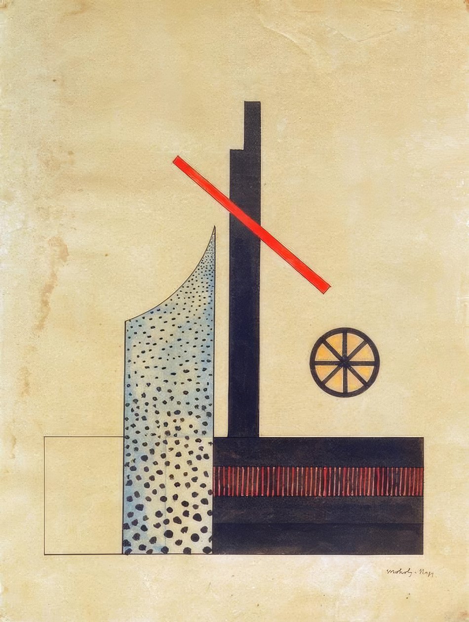Composition with Wheel by Laszlo Moholy-Nagy