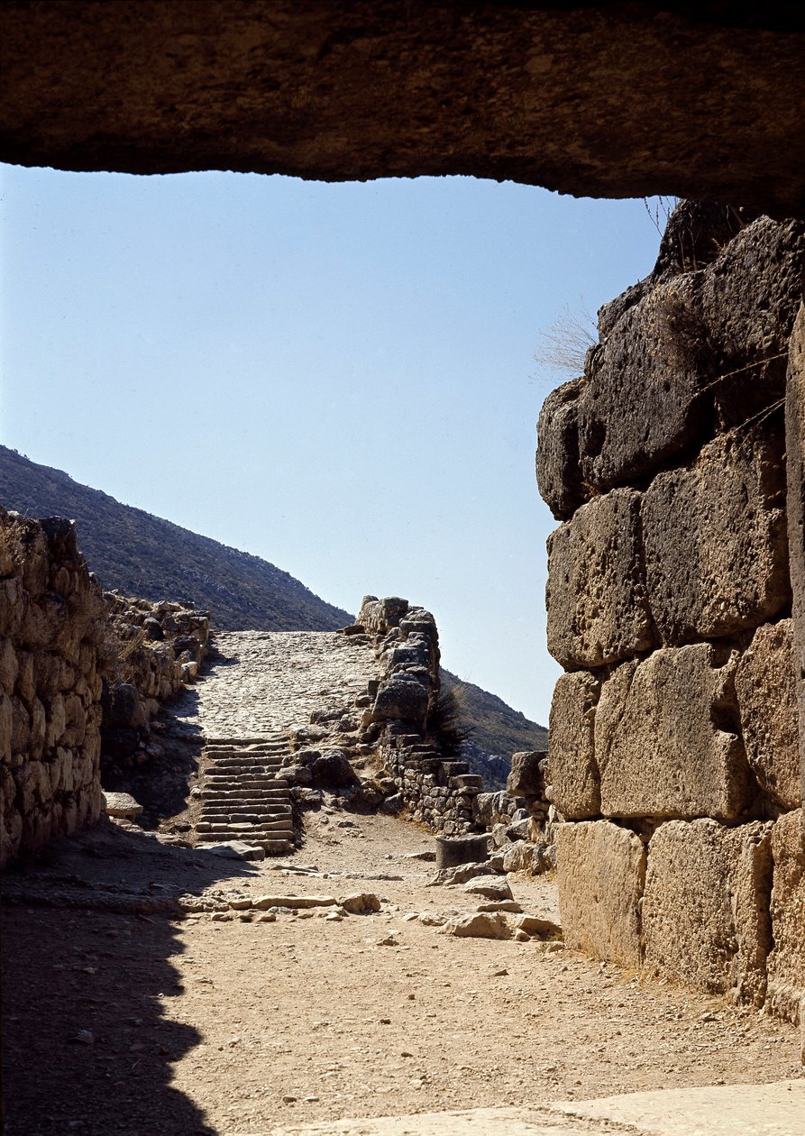 View of the alley from the Gate of the Lions, Mycenae by Late Helladic Period Mycenaean
