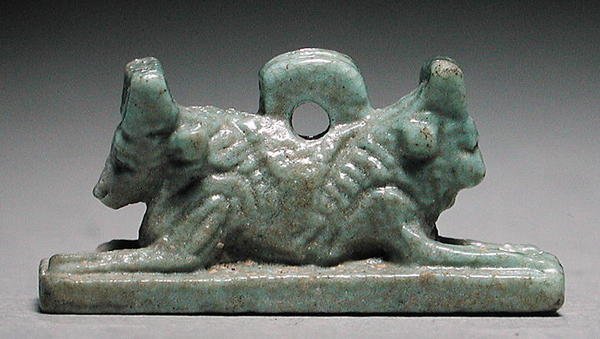 Bull-headed lion amulet, Saite Period, 715-656 BC by Late Period Egyptian