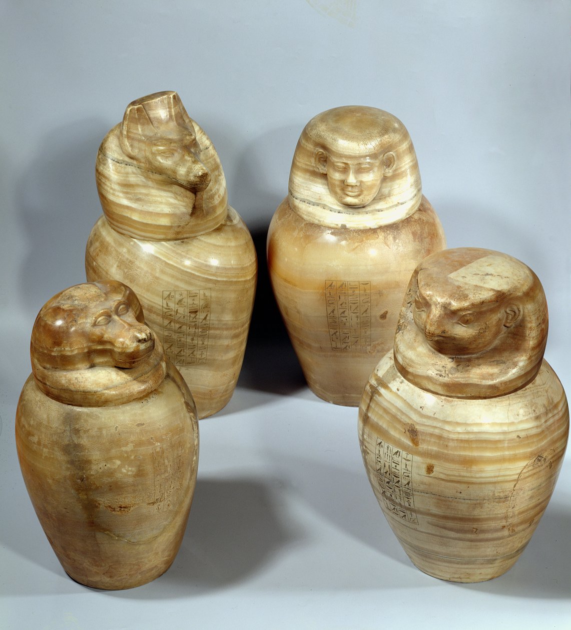 Canopic Jars of Hor-ir-aa by Late Period Egyptian