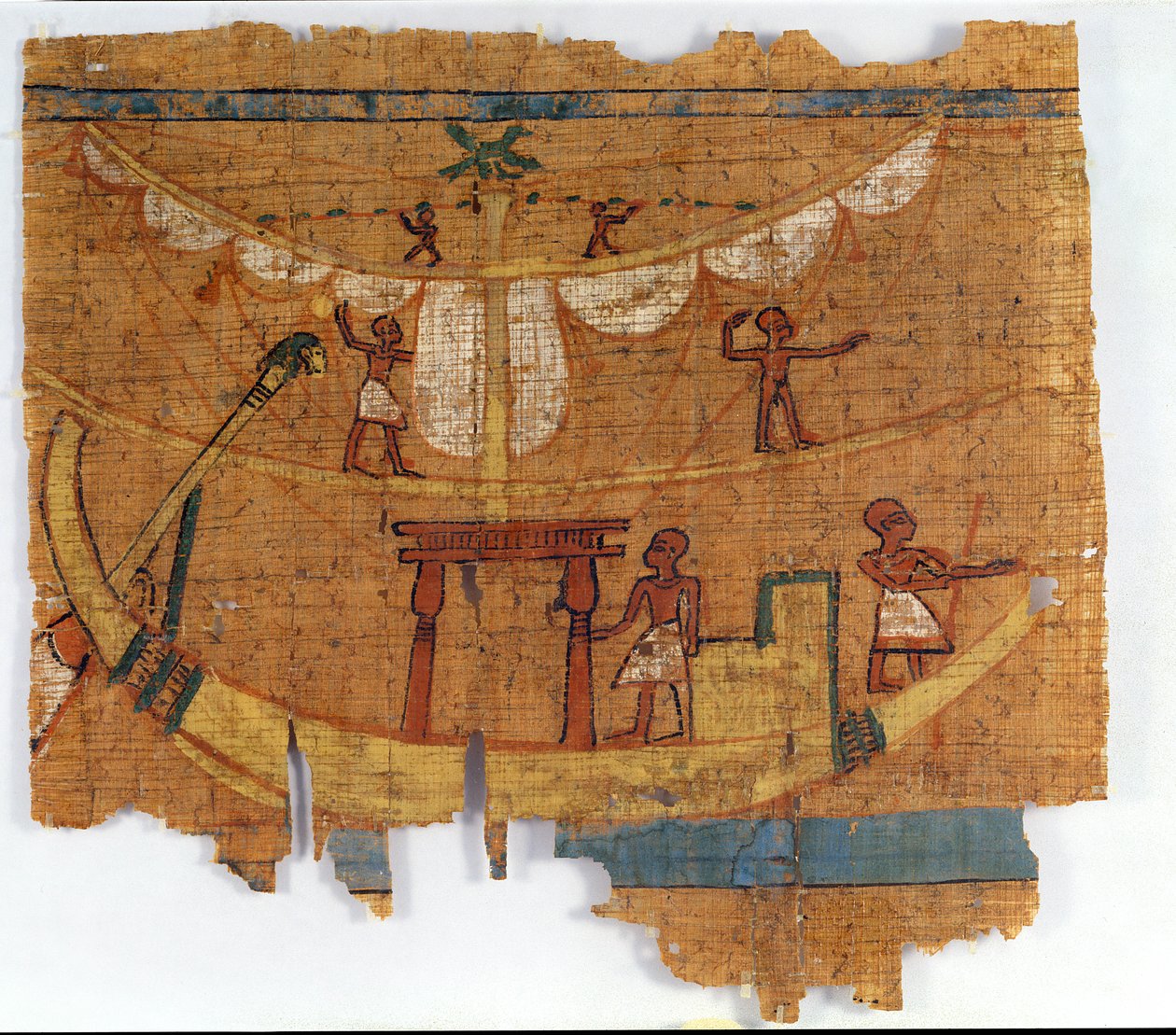 Embarkation on a river by Late Period Egyptian