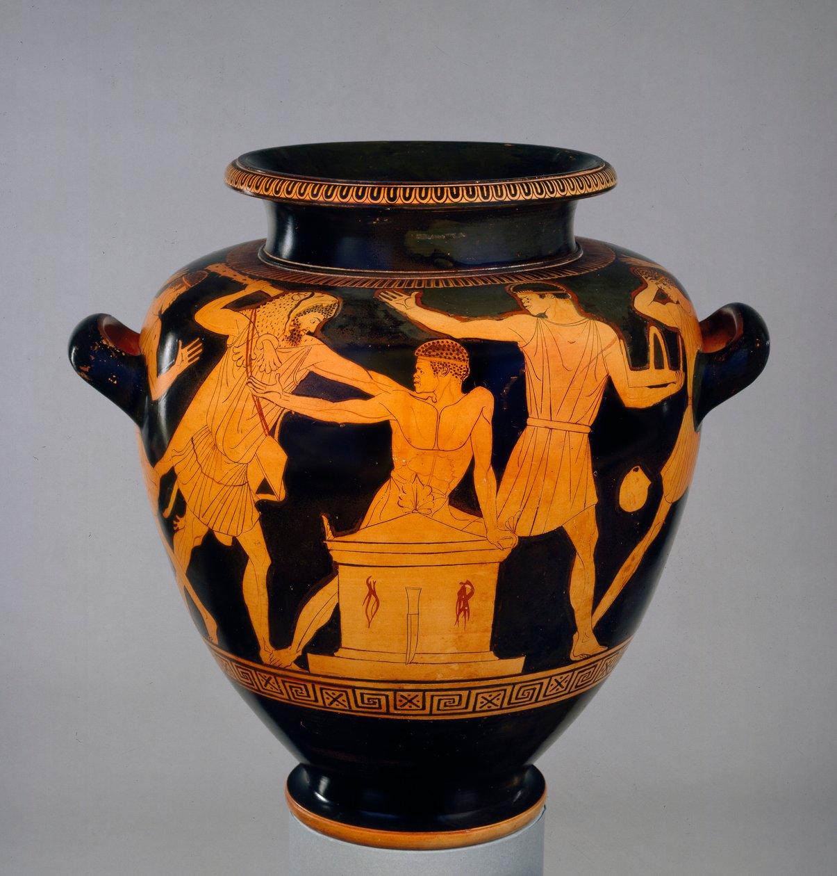 Attic Red-Figure Stamnos Showing Heracles and Busiris by Late follower of the Berlin Painter