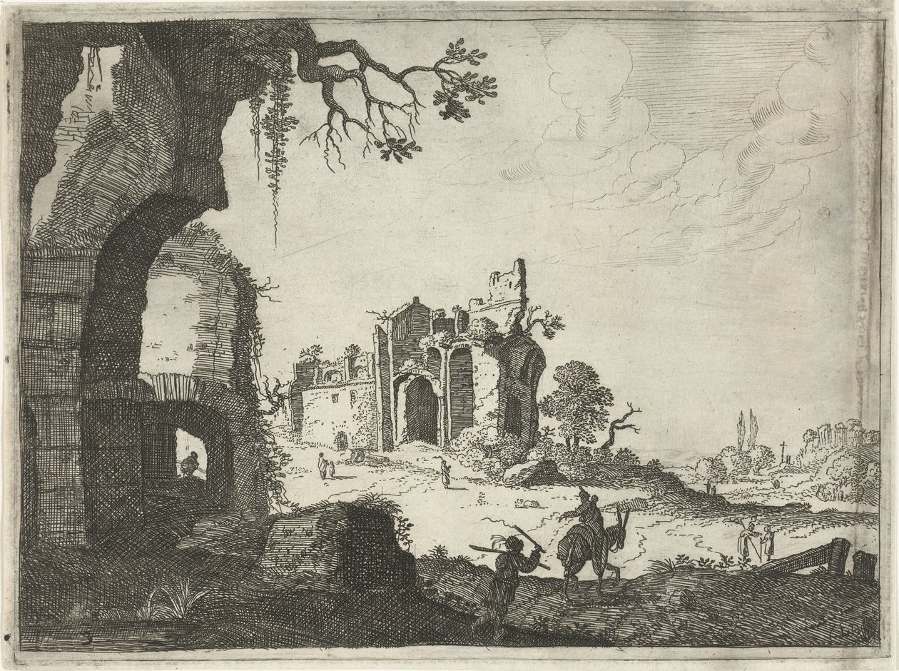 Two Ruins in a Landscape by Laurens Barata