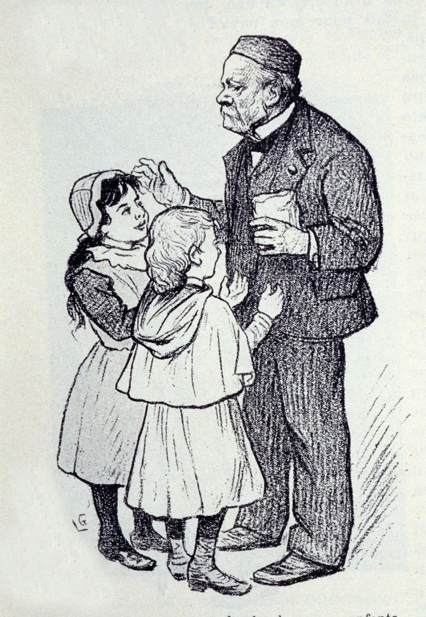 Portrait of Louis Pasteur Giving Sweets to Children. Sketch by Lucien Laurent-Gsell by Laurent Lucien Gsell