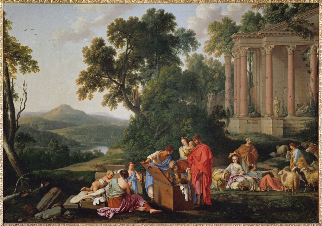 Laban searching for his idols among the possessions of Jacob by Laurent de (workshop of) La Hyre