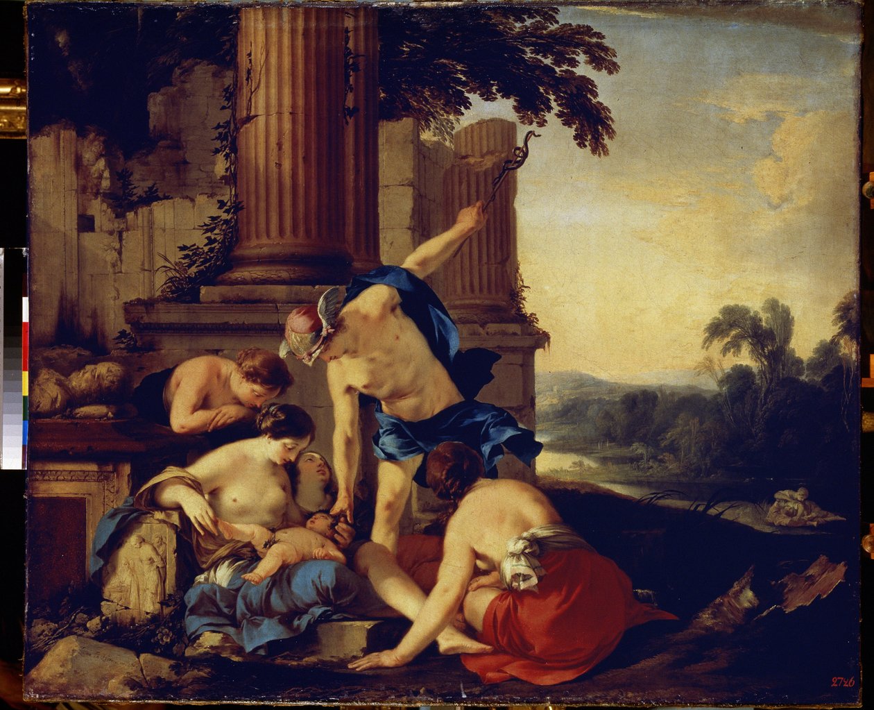 Mercury Giving the Child Bacchus to the Nymphs of Nysa by Laurent de la Hyre