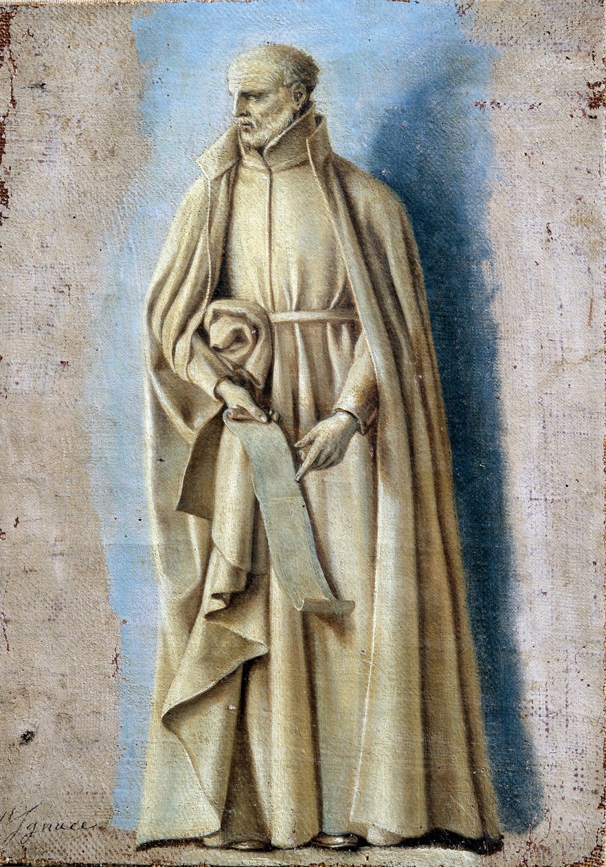Saint Ignace holding a scroll containing the rules of his order by Laurent de la Hyre