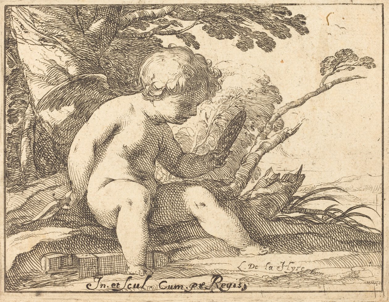 Cupid Looking in a Mirror by Laurent de la Hyre