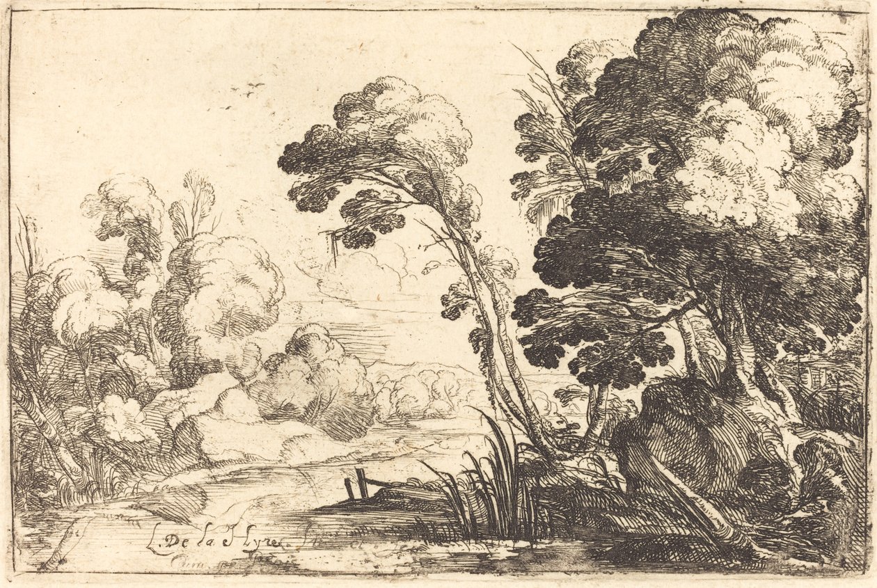 Wooded Landscape with a River by Laurent de la Hyre