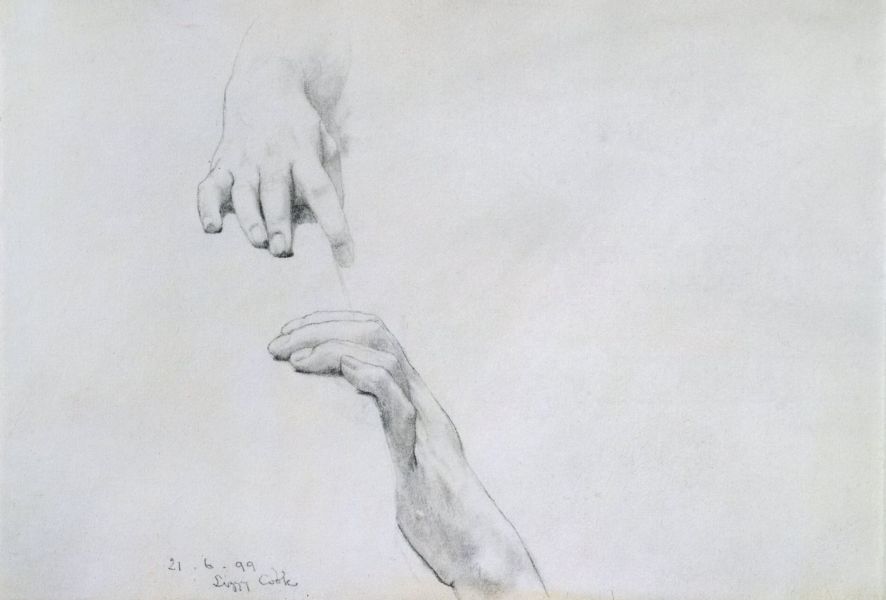 Study of hands for Under the Roof of Blue Ionian Weather by Lawrence Alma Tadema